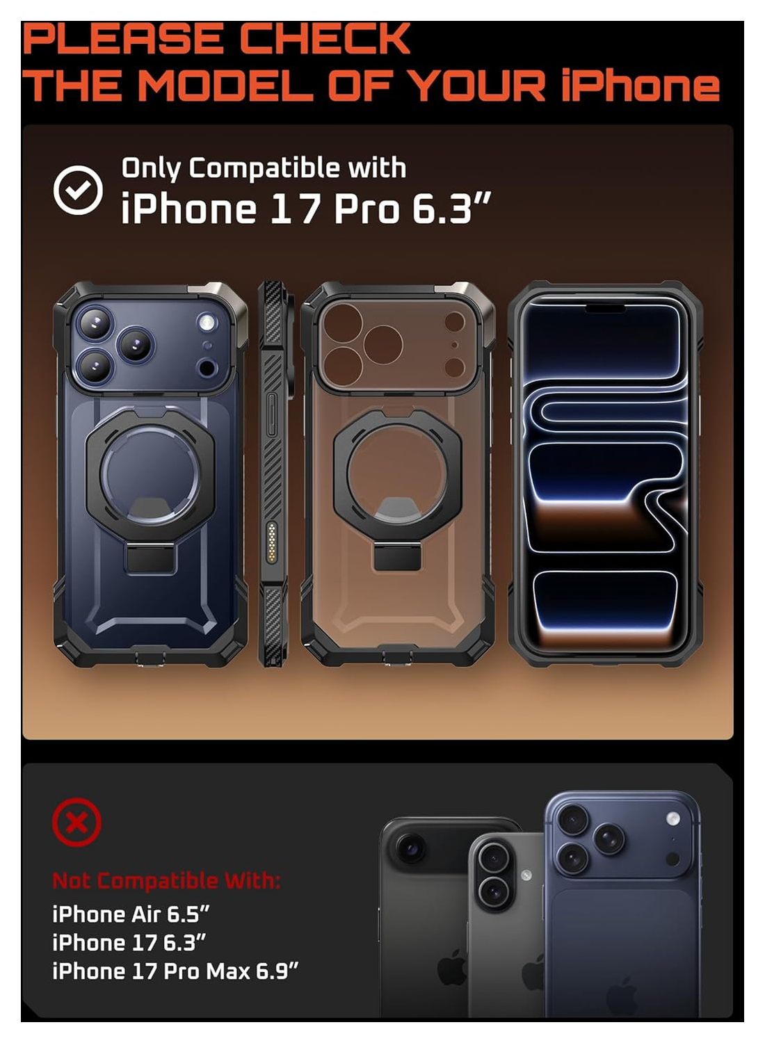 SUPCASE UB Grip Apple iPhone 17 Pro Hoesje MagSafe Kickstand Zwart afbeelding 2