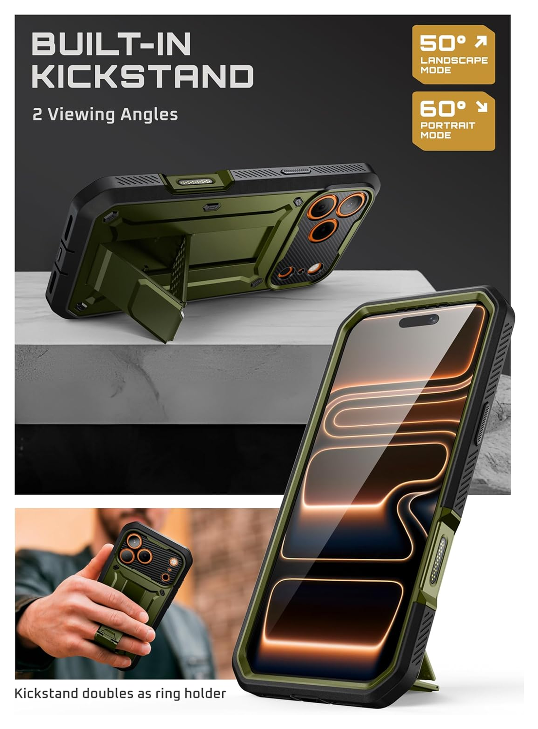 SUPCASE UB Pro Apple iPhone 17 Pro Hoesje Full Protect Kickstand Groen afbeelding 6