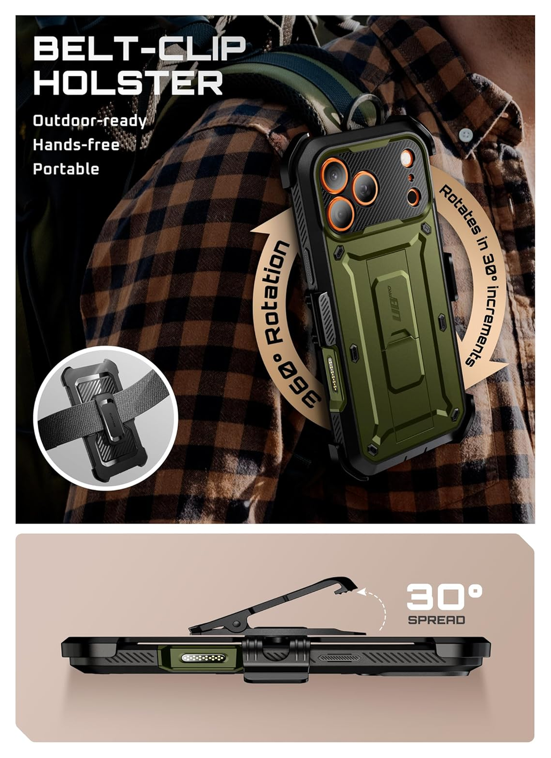 SUPCASE UB Pro Apple iPhone 17 Pro Hoesje Full Protect Kickstand Groen afbeelding 9