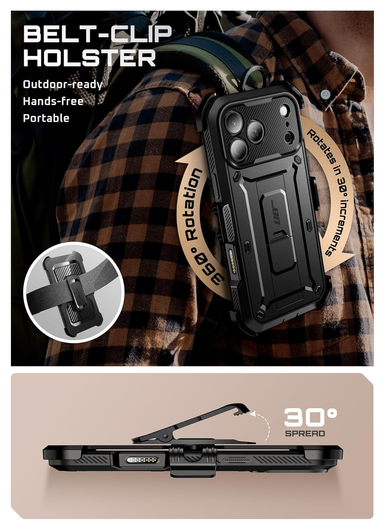 SUPCASE UB Pro Apple iPhone 17 Pro Hoesje Full Protect Kickstand Zwart afbeelding 9