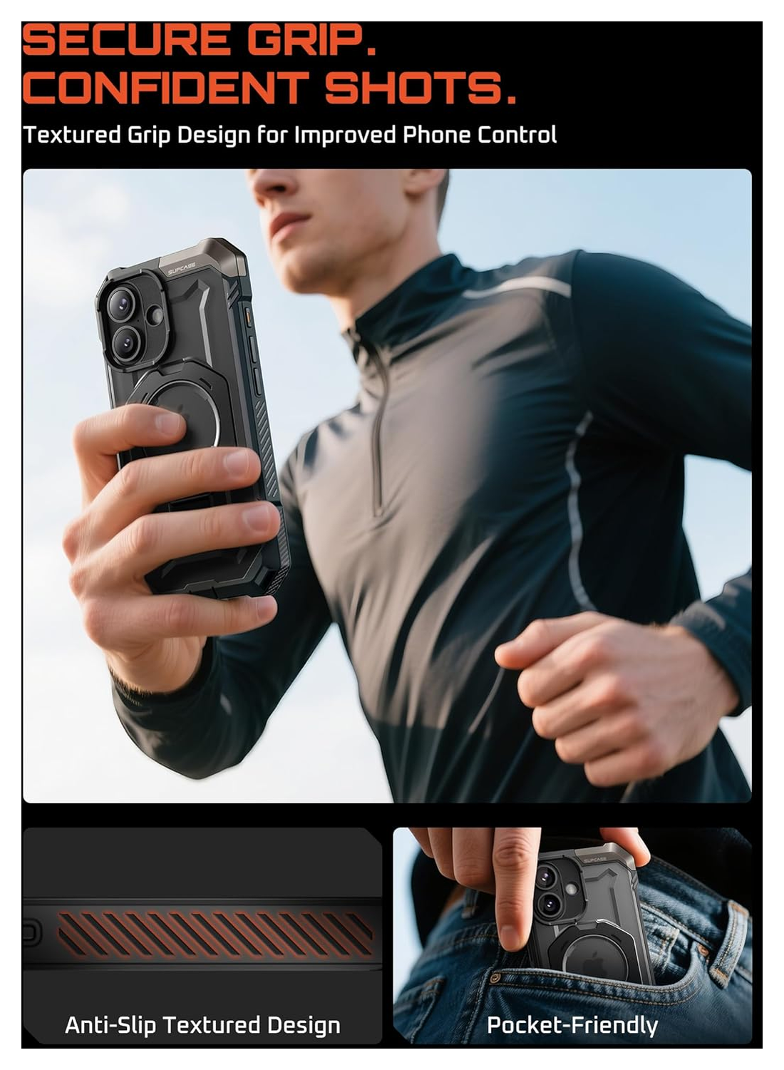 SUPCASE UB Grip Apple iPhone 17 Hoesje MagSafe Kickstand Transparant Zwart afbeelding 9