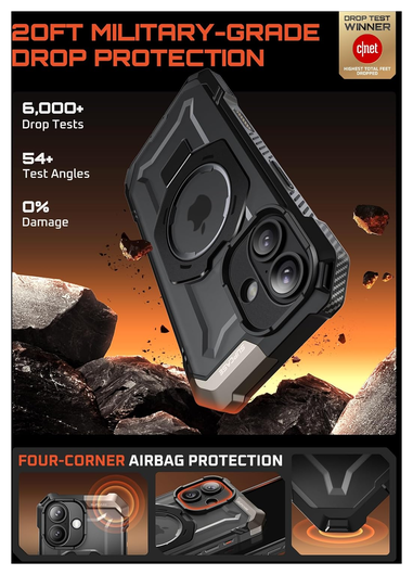 SUPCASE UB Grip Apple iPhone 17 Hoesje MagSafe Kickstand Transparant Zwart afbeelding 4