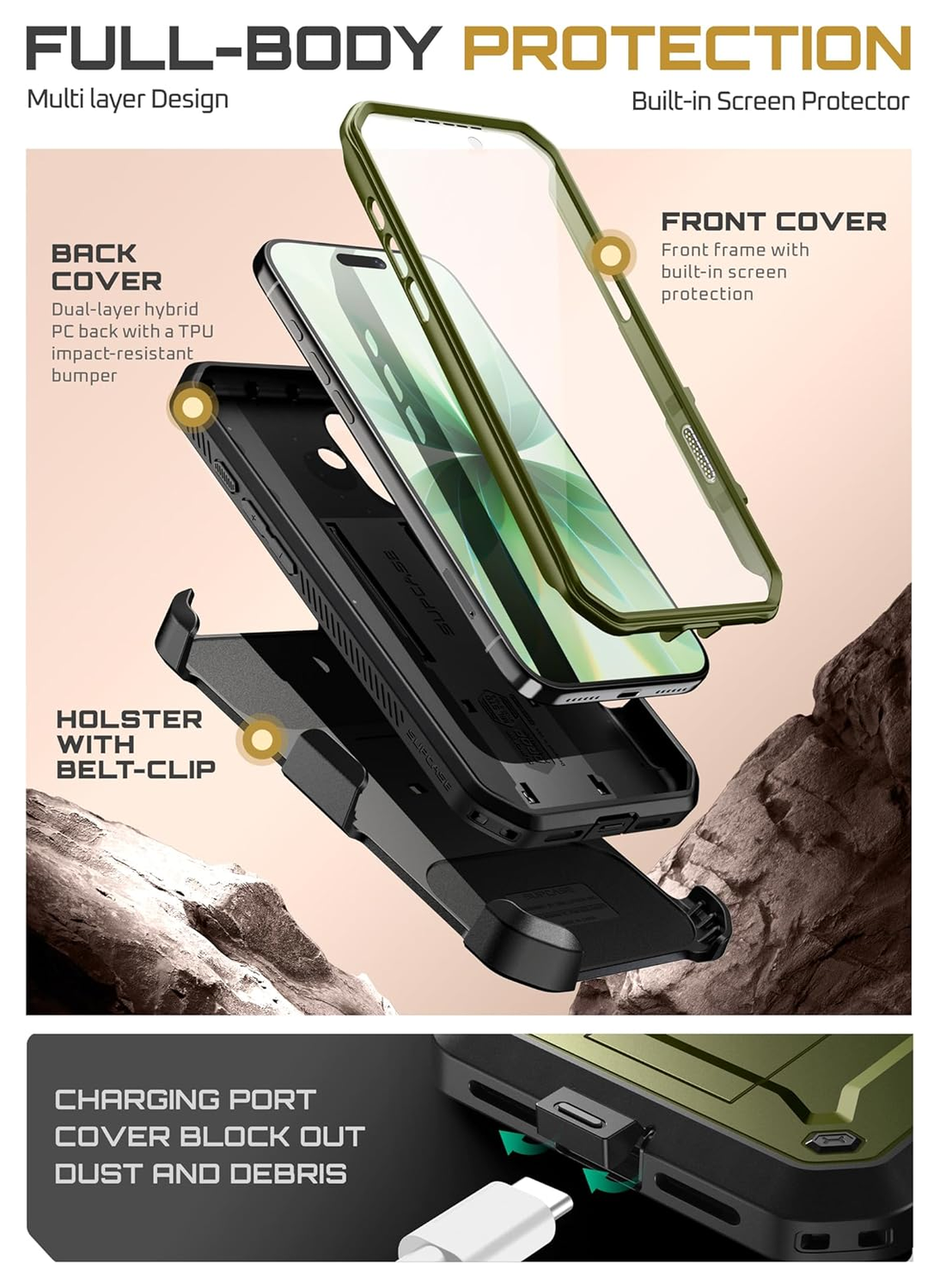 SUPCASE UB Pro Apple iPhone 17 Hoesje Full Protect Kickstand Groen afbeelding 7