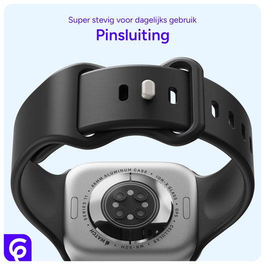 SBG Siliconen - Apple Watch Bandje - 1-11/SE - 38/40/41/42MM - Zwart afbeelding 3