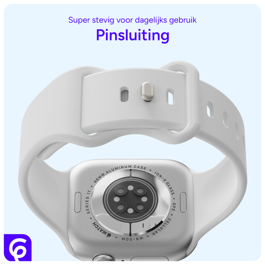 SBG Siliconen - Apple Watch Bandje - 1-11/SE - 38/40/41/42MM - Wit afbeelding 3