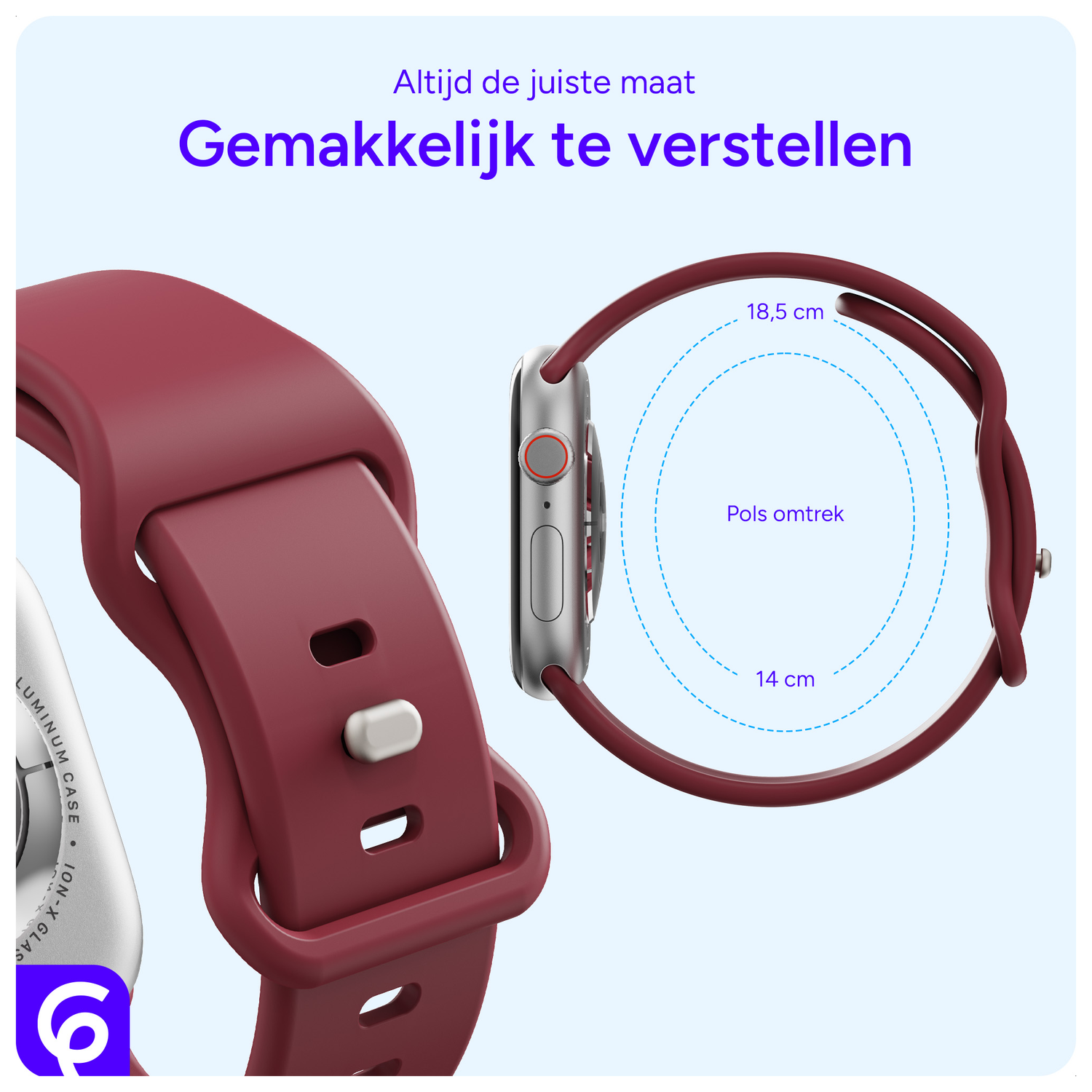 SBG Siliconen - Apple Watch Bandje - 1-11/SE - 38/40/41/42MM - Bordeaux afbeelding 5