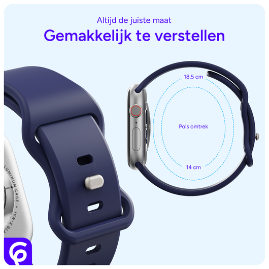 SBG Siliconen - Apple Watch Bandje - 1-11/SE - 38/40/41/42MM - Midnight Blue afbeelding 5