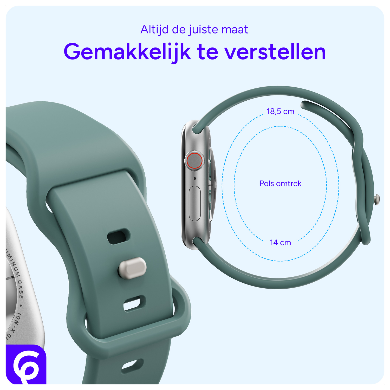 SBG Siliconen - Apple Watch Bandje - 1-11/SE - 38/40/41/42MM - Cactus Groen afbeelding 5