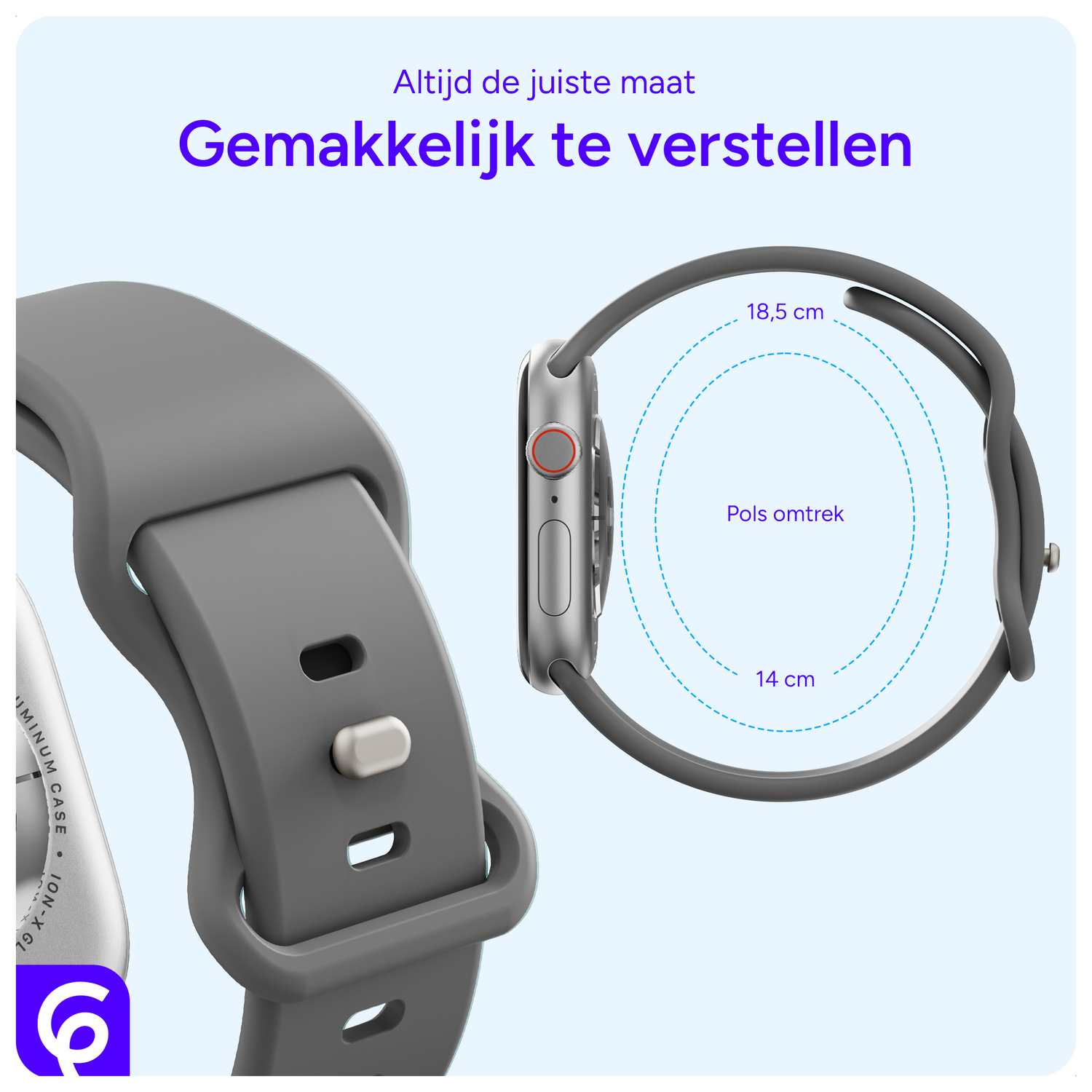 SBG Siliconen - Apple Watch Bandje - 1-11/SE - 38/40/41/42MM - Grijs afbeelding 5