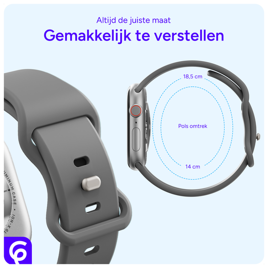 SBG Siliconen - Apple Watch Bandje - 1-11/SE - 38/40/41/42MM - Grijs afbeelding 5