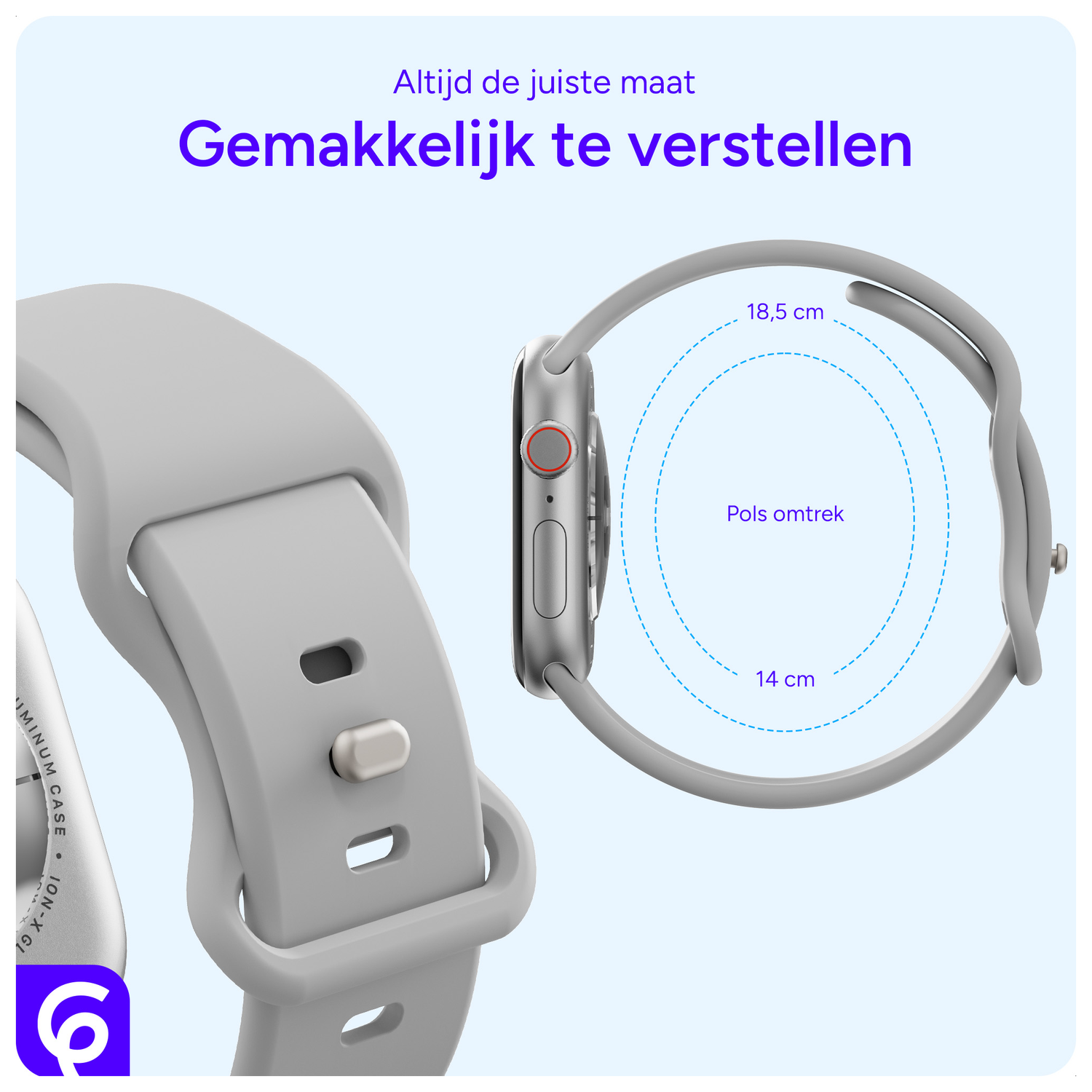 SBG Siliconen - Apple Watch Bandje - 1-11/SE - 38/40/41/42MM - Cloud Grey afbeelding 5