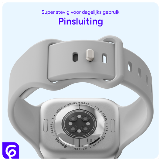 SBG Siliconen - Apple Watch Bandje - 1-11/SE - 38/40/41/42MM - Cloud Grey afbeelding 3