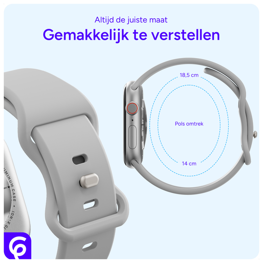 SBG Siliconen - Apple Watch Bandje - 1-11/SE - 38/40/41/42MM - Cloud Grey afbeelding 5