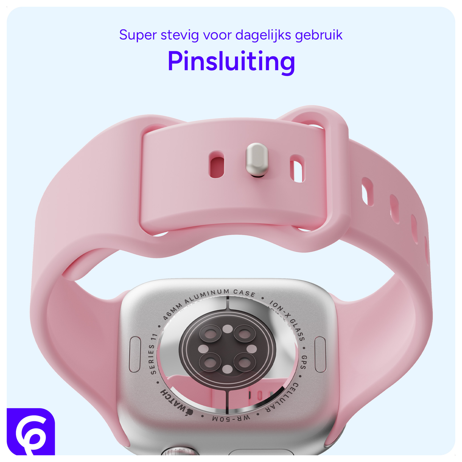 SBG Siliconen - Apple Watch Bandje - 1-11/SE - 38/40/41/42MM - Roze afbeelding 3
