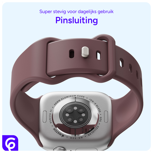 SBG Siliconen - Apple Watch Bandje - 1-11/SE - 38/40/41/42MM - Smoky Purple afbeelding 3