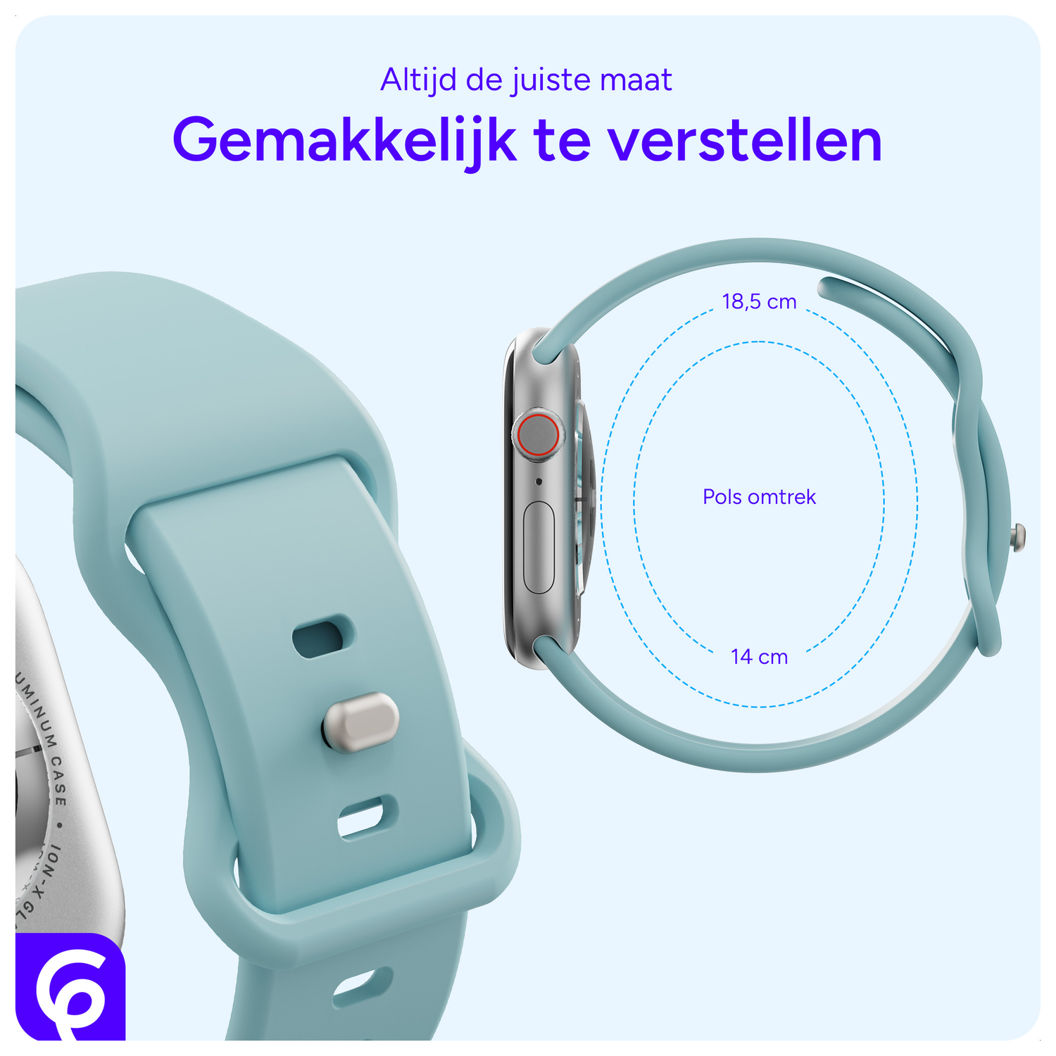 SBG Siliconen - Apple Watch Bandje - 1-11/SE - 38/40/41/42MM - Groen Blauw afbeelding 5