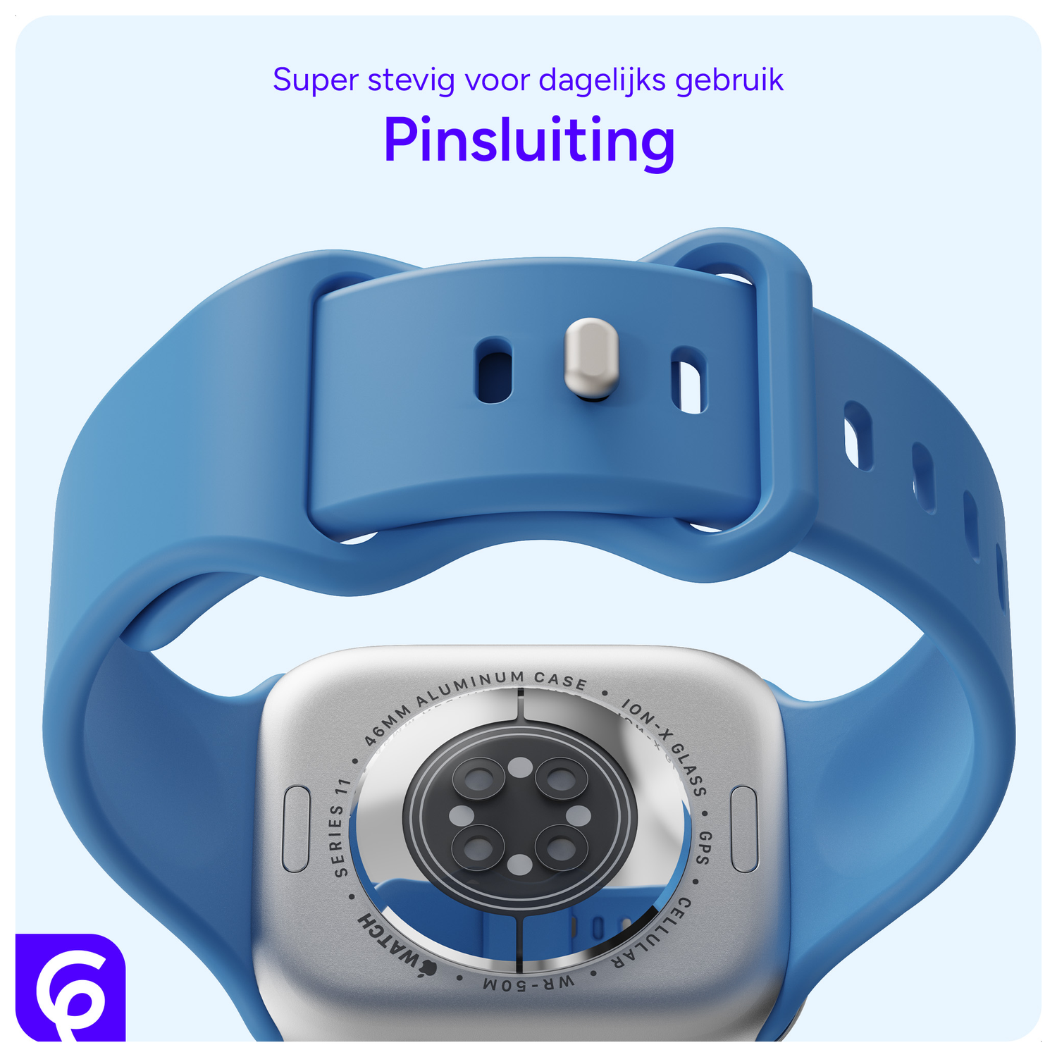 SBG Siliconen - Apple Watch Bandje - 1-11/SE - 38/40/41/42MM - Blauw afbeelding 3