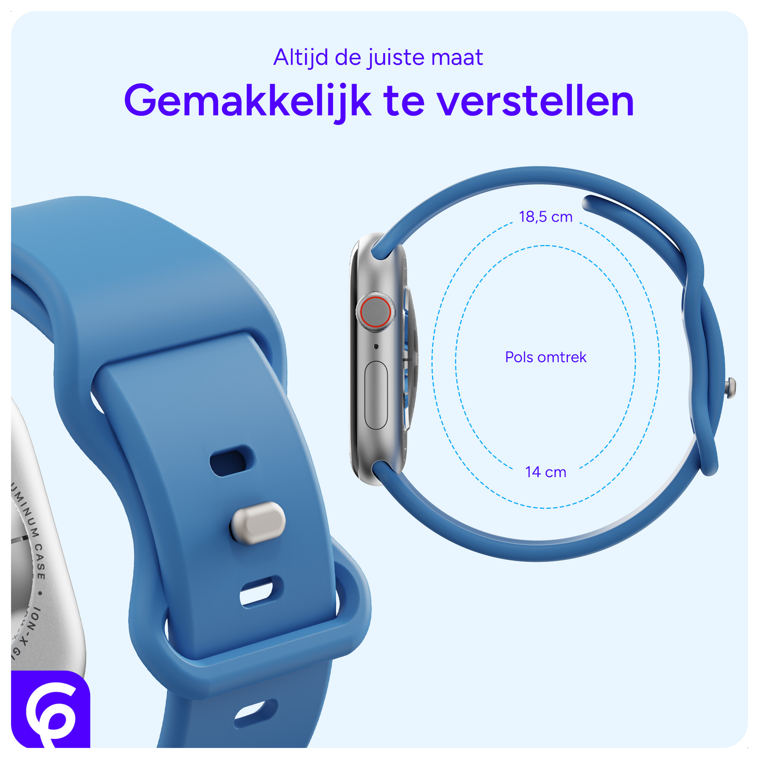 SBG Siliconen - Apple Watch Bandje - 1-11/SE - 38/40/41/42MM - Blauw afbeelding 5