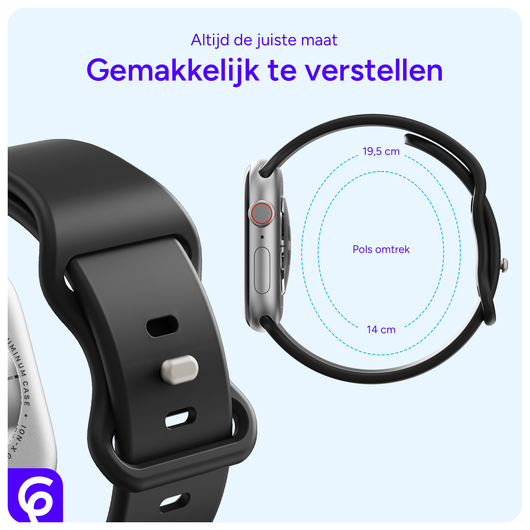 SBG Siliconen Apple Watch Band 1-11/SE/Ultra - 49/46/45/44/42MM - Zwart afbeelding 5