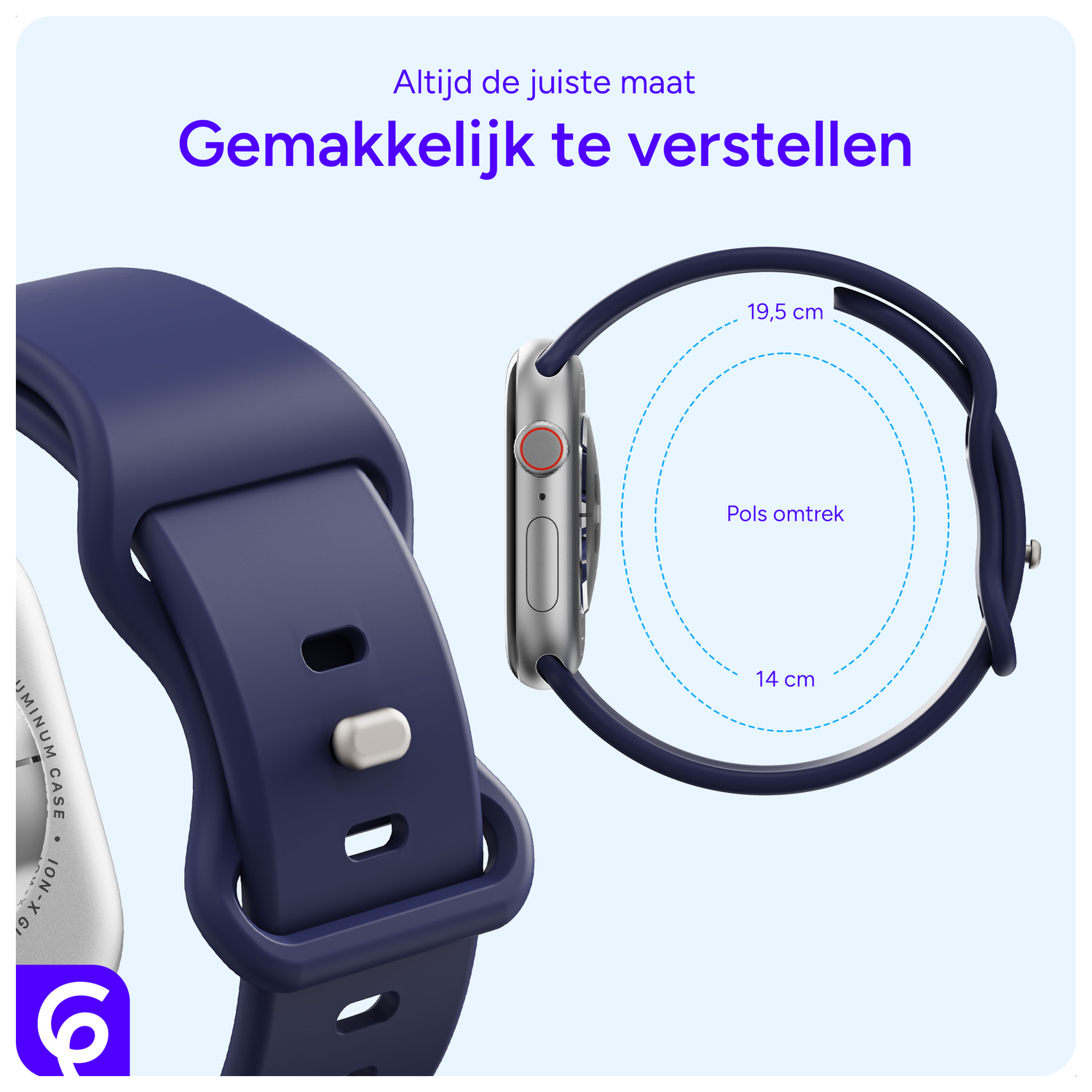 SBG Siliconen Apple Watch Band 1-11/SE/Ultra - 49/46/45/44/42MM - Midnight Blue afbeelding 5