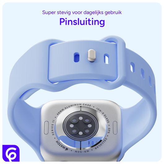 SBG Siliconen Apple Watch Band 1-11/SE/Ultra - 49/46/45/44/42MM - Licht Paars afbeelding 3