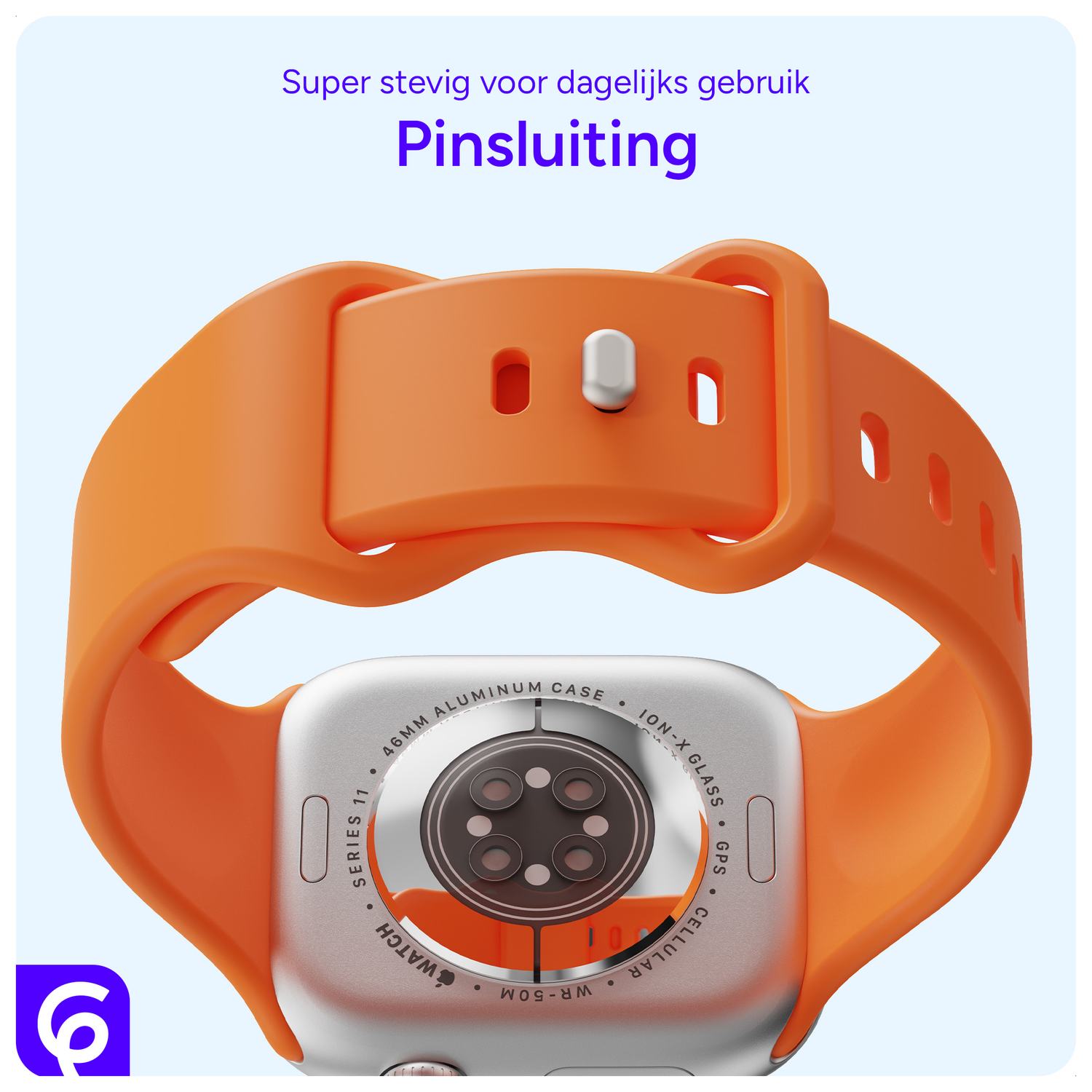 SBG Siliconen Apple Watch Band 1-11/SE/Ultra - 49/46/45/44/42MM - Oranje afbeelding 3