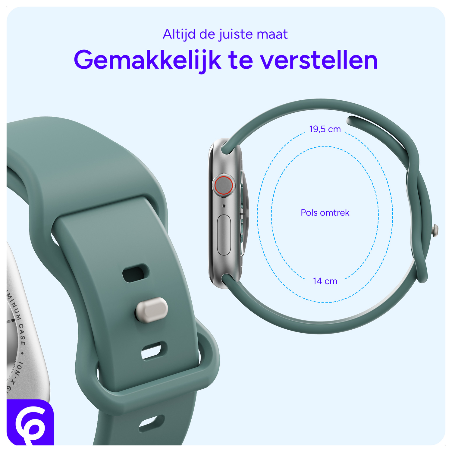 SBG Siliconen Apple Watch Band 1-11/SE/Ultra - 49/46/45/44/42MM - Cactus Groen afbeelding 5