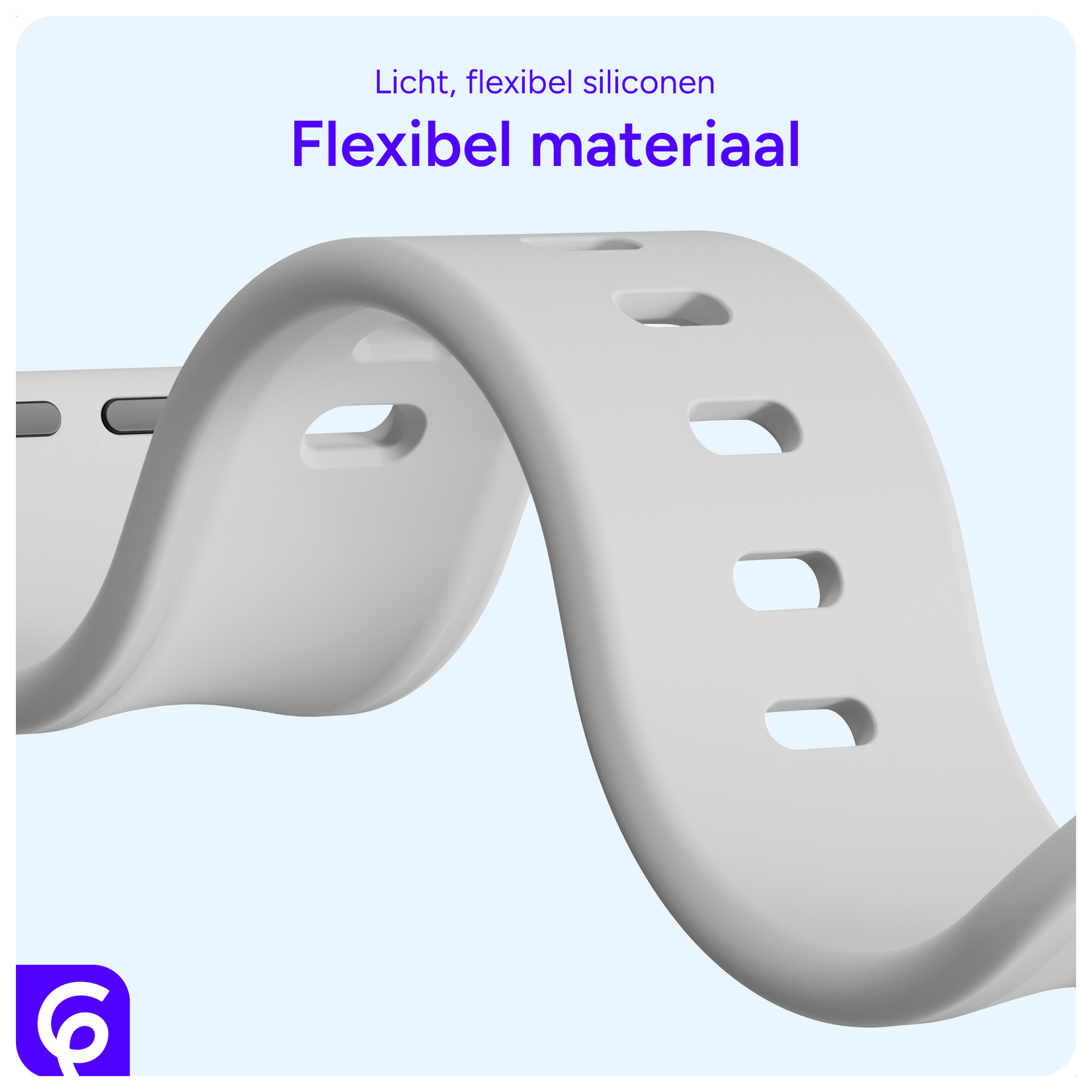 SBG Siliconen Apple Watch Band 1-11/SE/Ultra - 49/46/45/44/42MM - Cloud Grey afbeelding 4