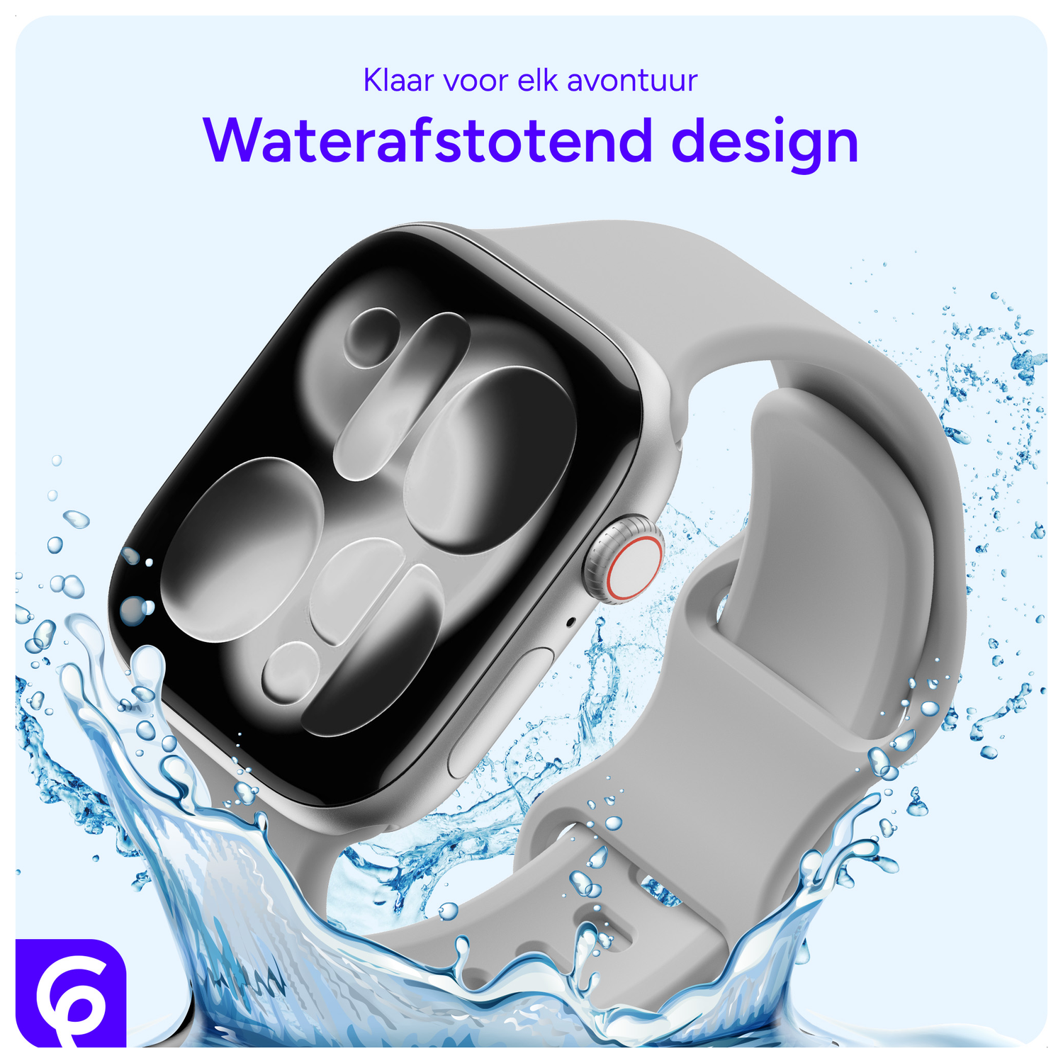 SBG Siliconen Apple Watch Band 1-11/SE/Ultra - 49/46/45/44/42MM - Cloud Grey afbeelding 2