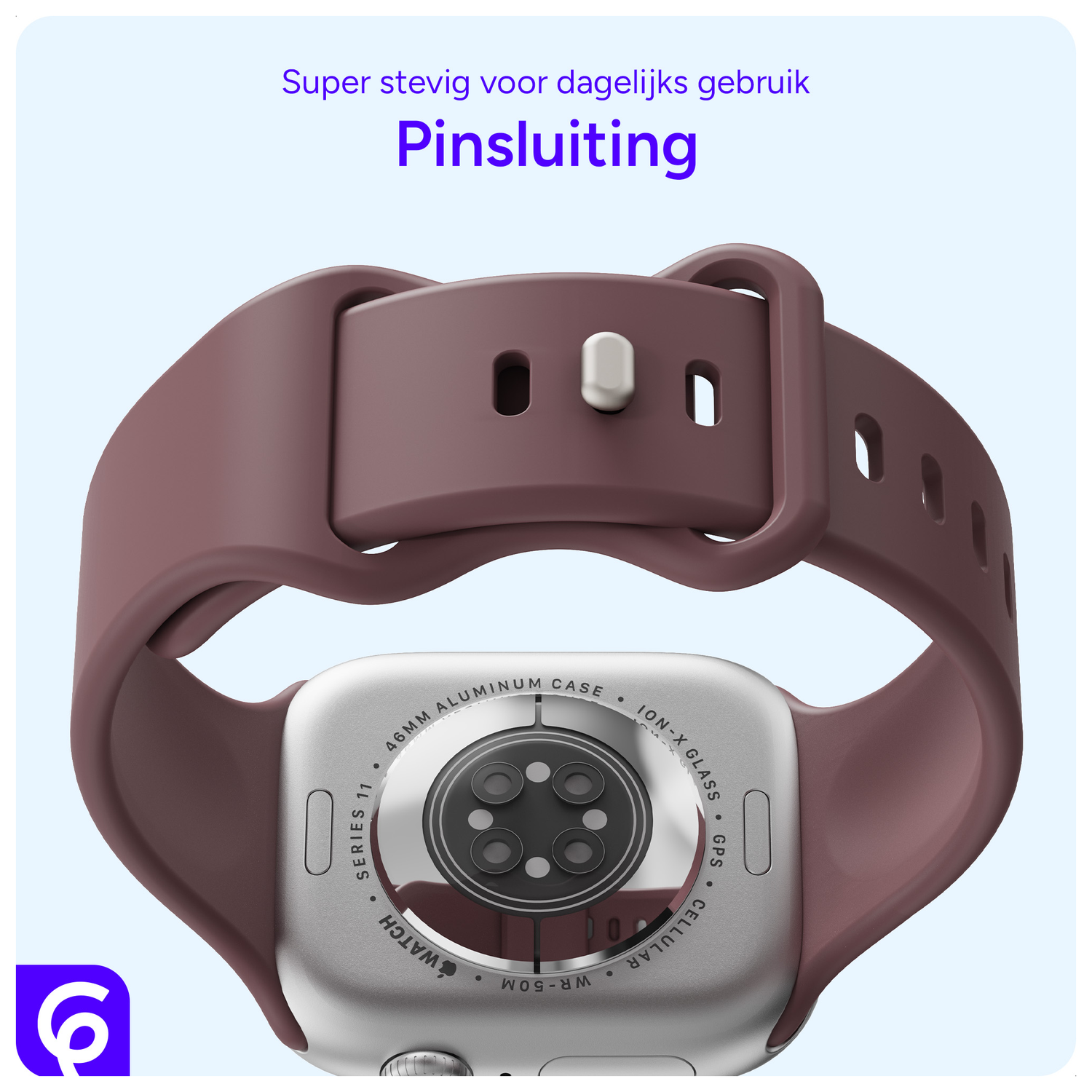 SBG Siliconen Apple Watch Band 1-11/SE/Ultra - 49/46/45/44/42MM - Smoky Purple afbeelding 3
