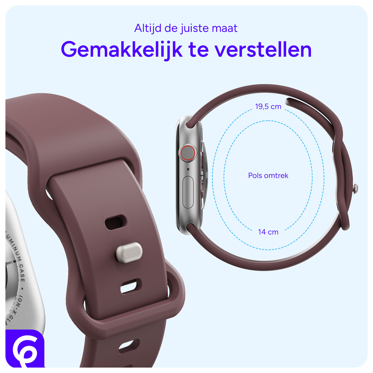 SBG Siliconen Apple Watch Band 1-11/SE/Ultra - 49/46/45/44/42MM - Smoky Purple afbeelding 5