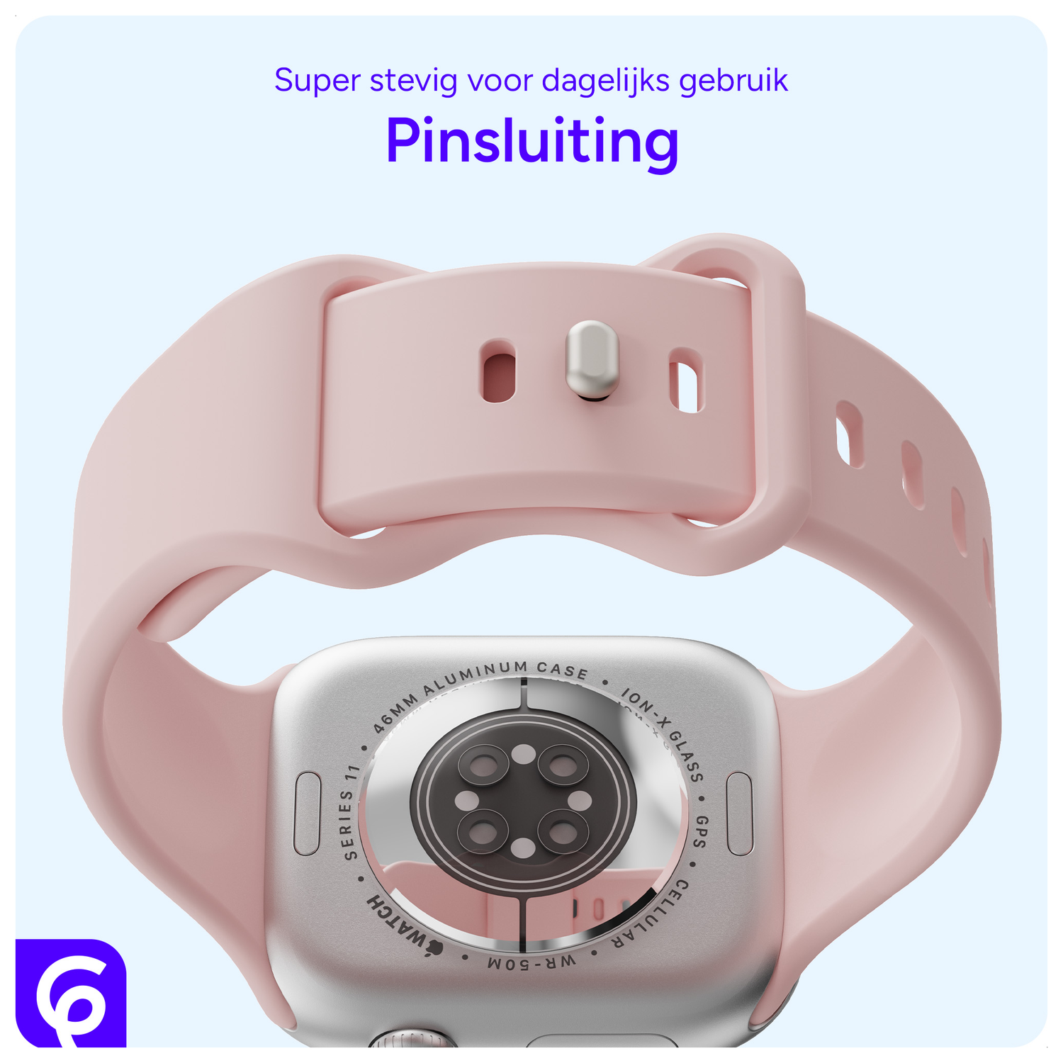 SBG Siliconen Apple Watch Band 1-11/SE/Ultra - 49/46/45/44/42MM - Licht Roze afbeelding 3