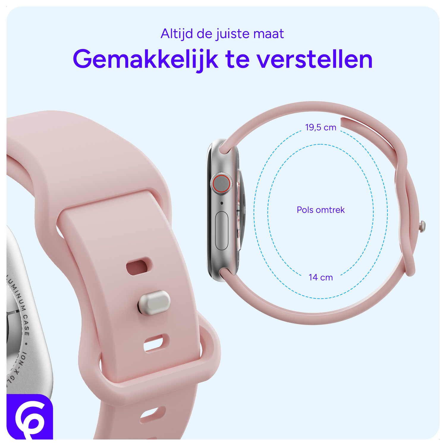 SBG Siliconen Apple Watch Band 1-11/SE/Ultra - 49/46/45/44/42MM - Licht Roze afbeelding 5