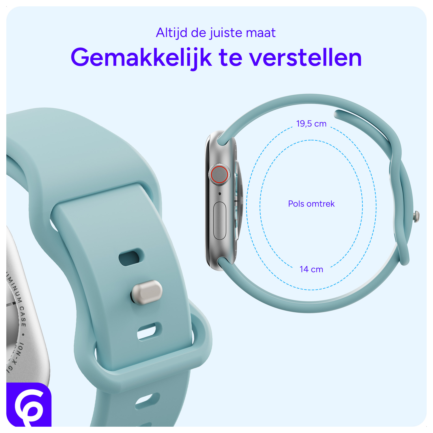 SBG Siliconen Apple Watch Band 1-11/SE/Ultra - 49/46/45/44/42MM - Groen Blauw afbeelding 5