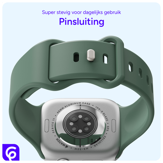 SBG Siliconen Apple Watch Band 1-11/SE/Ultra - 49/46/45/44/42MM - Donker Groen afbeelding 3