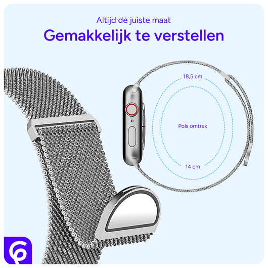 SBG Milanees - Apple Watch Bandje - 1-11/SE - 38/40/41/42MM - Zilver afbeelding 3