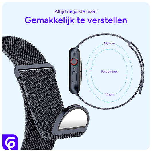 SBG Milanees - Apple Watch Bandje - 1-11/SE - 38/40/41/42MM - Blauw afbeelding 3