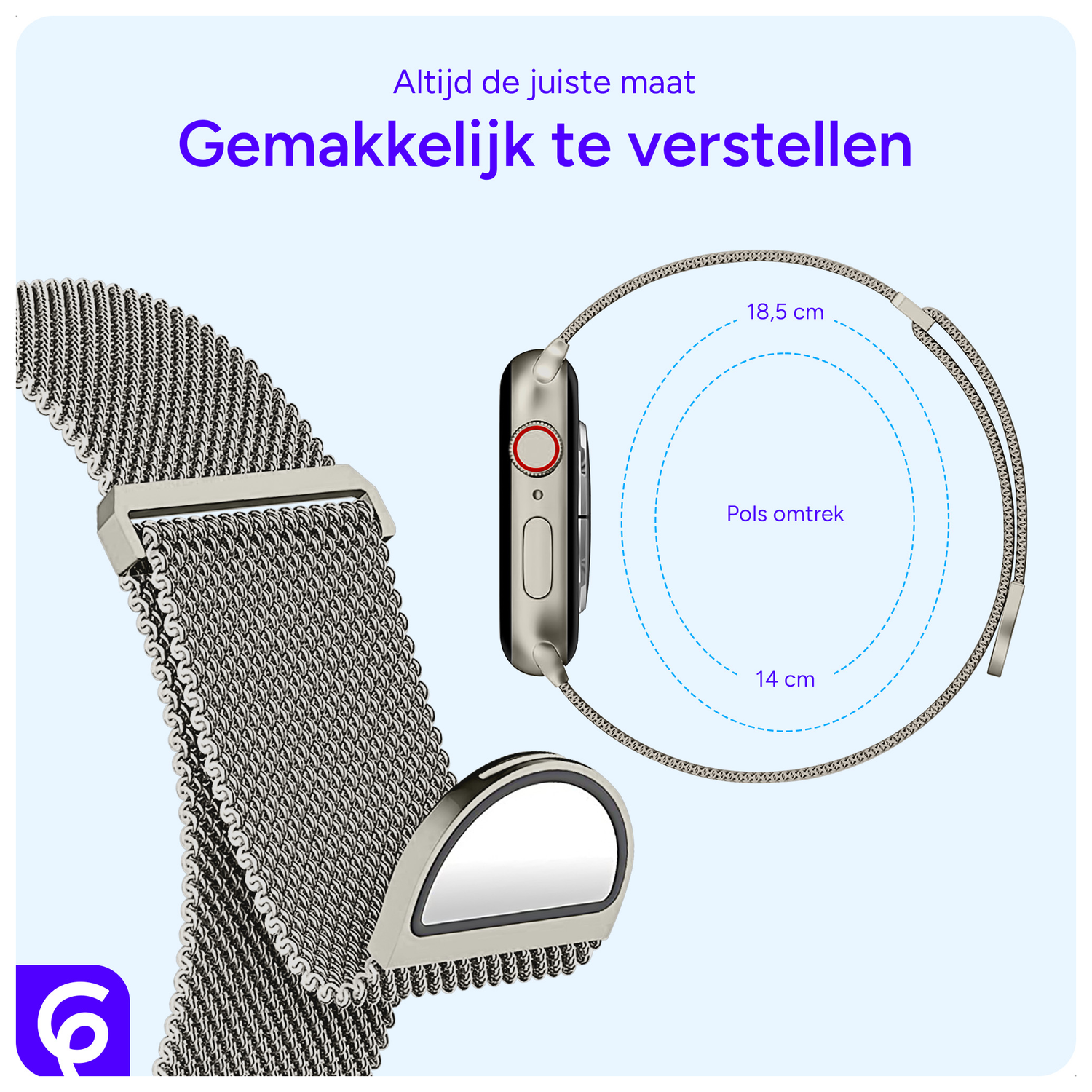 SBG Milanees - Apple Watch Bandje - 1-11/SE - 38/40/41/42MM - Starlight afbeelding 3