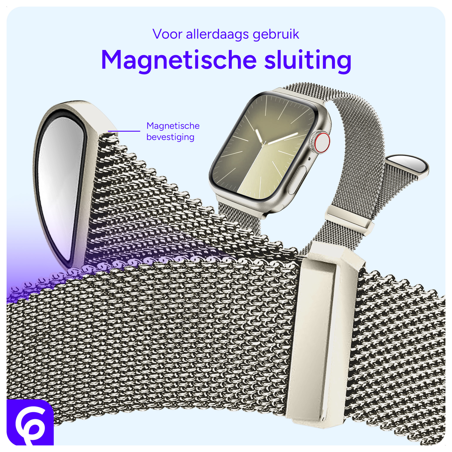 SBG Milanees - Apple Watch Bandje - 1-11/SE - 38/40/41/42MM - Starlight afbeelding 2