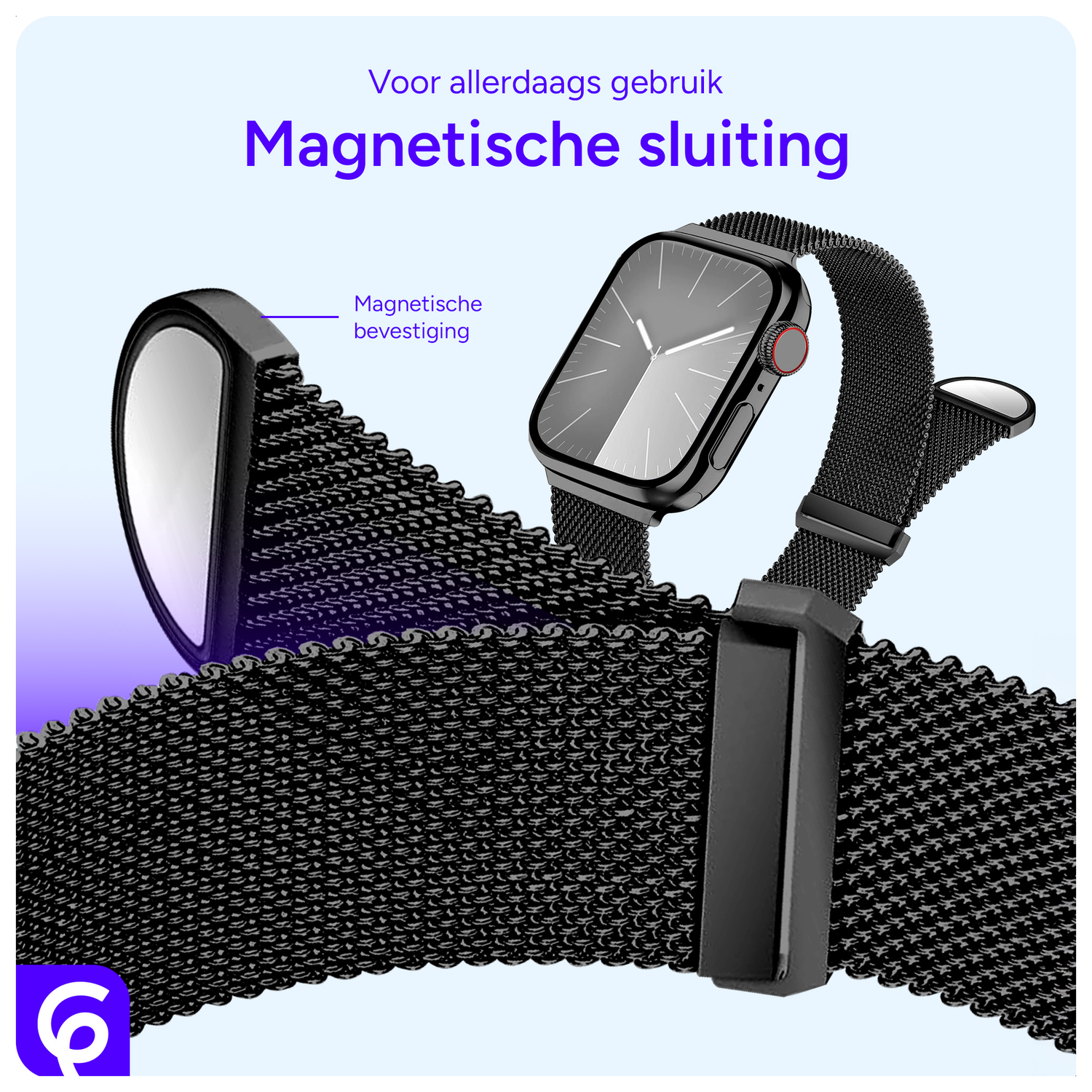 SBG Milanees - Apple Watch Bandje - 1-11/SE/Ultra - 49/46/45/44/42MM - Zwart afbeelding 2