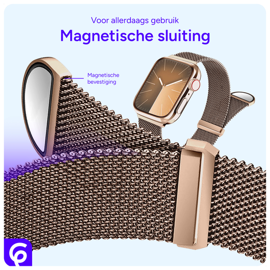 SBG Milanees - Apple Watch Bandje - 1-11/SE/Ultra - 49/46/45/44/42MM - Roze Goud afbeelding 2