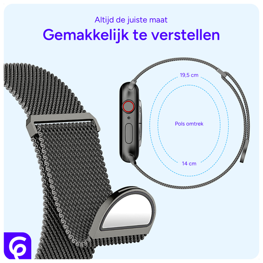 SBG Milanees - Apple Watch Bandje - 1-11/SE/Ultra - 49/46/45/44/42MM - Grijs afbeelding 3