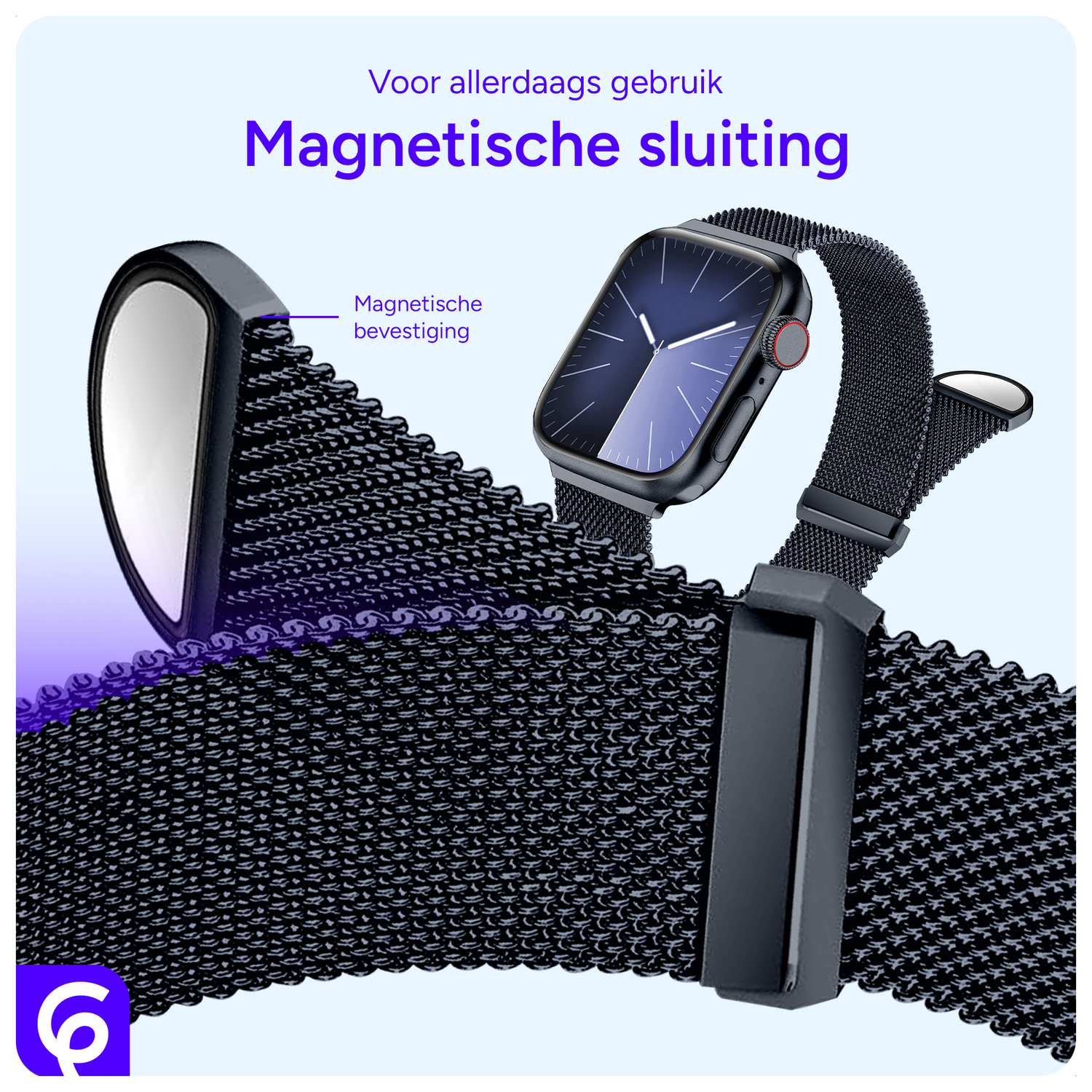 SBG Milanees - Apple Watch Bandje - 1-11/SE/Ultra - 49/46/45/44/42MM - Blauw afbeelding 2