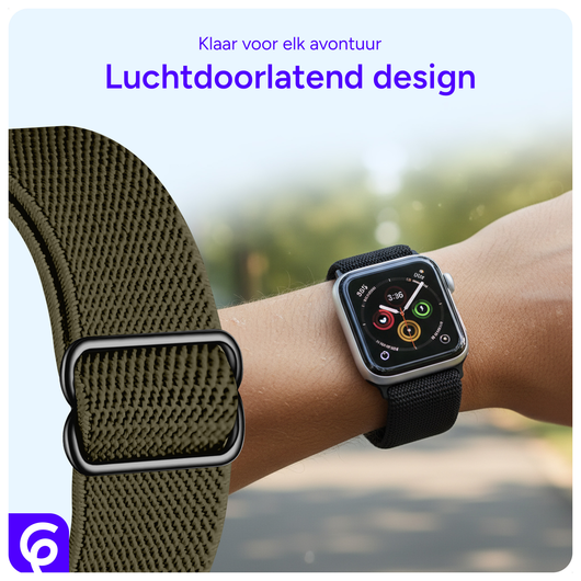 SBG Nylon - Apple Watch Bandje - 1-11/SE - 38/40/41/42MM - Donker Groen afbeelding 3