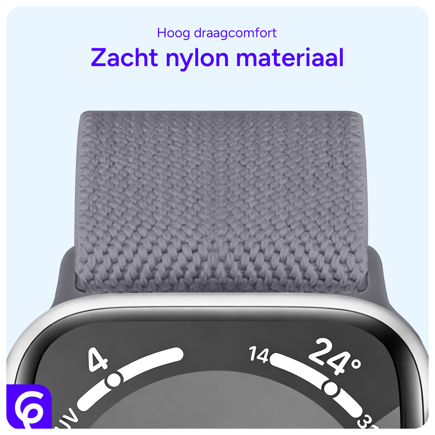 SBG Nylon - Apple Watch Bandje - 1-11/SE - 38/40/41/42MM - Grijs afbeelding 5