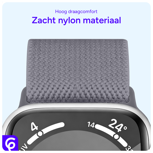 SBG Nylon - Apple Watch Bandje - 1-11/SE - 38/40/41/42MM - Grijs afbeelding 5