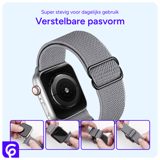 SBG Nylon - Apple Watch Bandje - 1-11/SE - 38/40/41/42MM - Grijs afbeelding 2