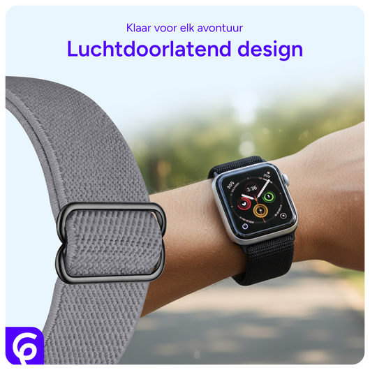 SBG Nylon - Apple Watch Bandje - 1-11/SE - 38/40/41/42MM - Grijs afbeelding 3