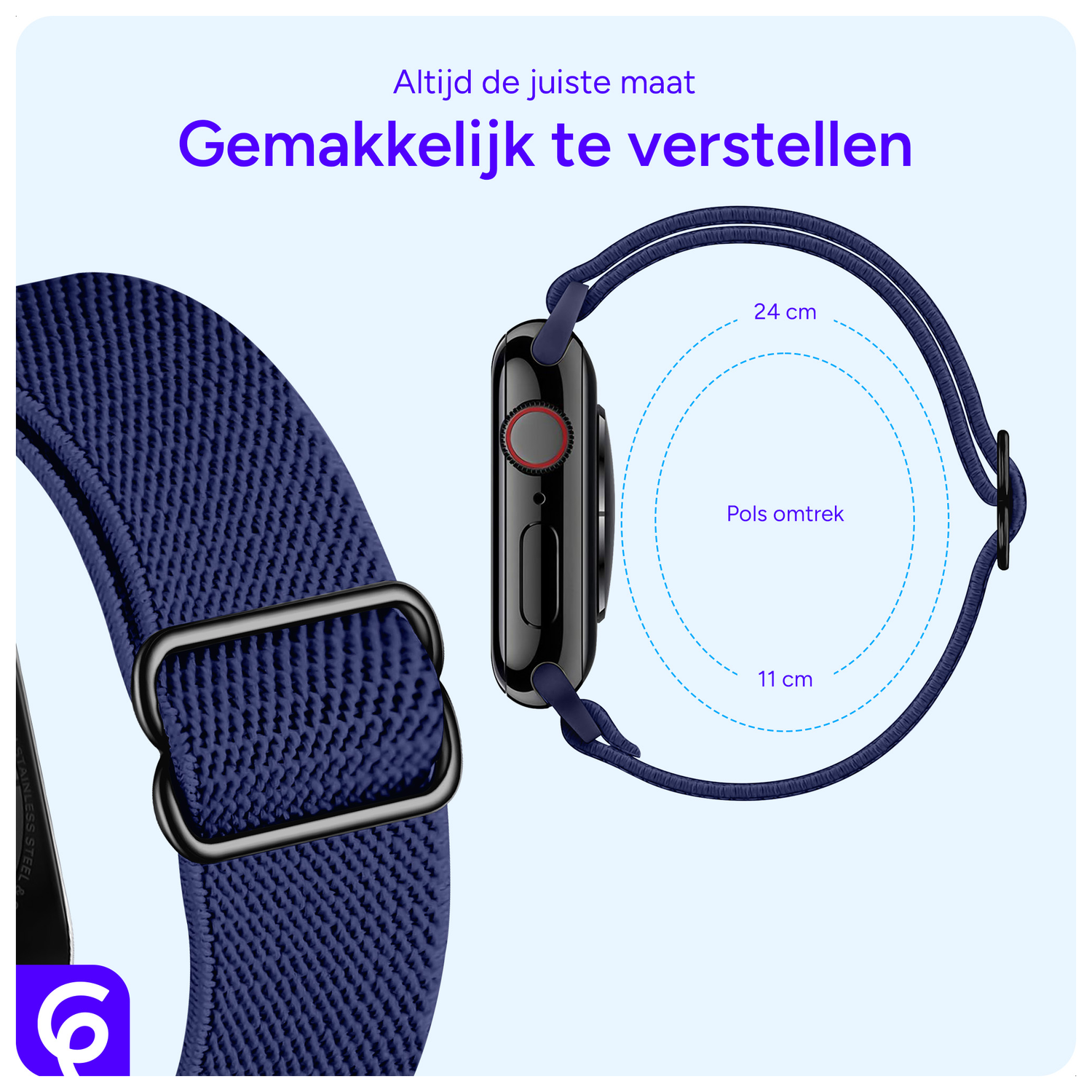 SBG Nylon - Apple Watch Bandje - 1-11/SE - 38/40/41/42MM - Navy Blauw afbeelding 3