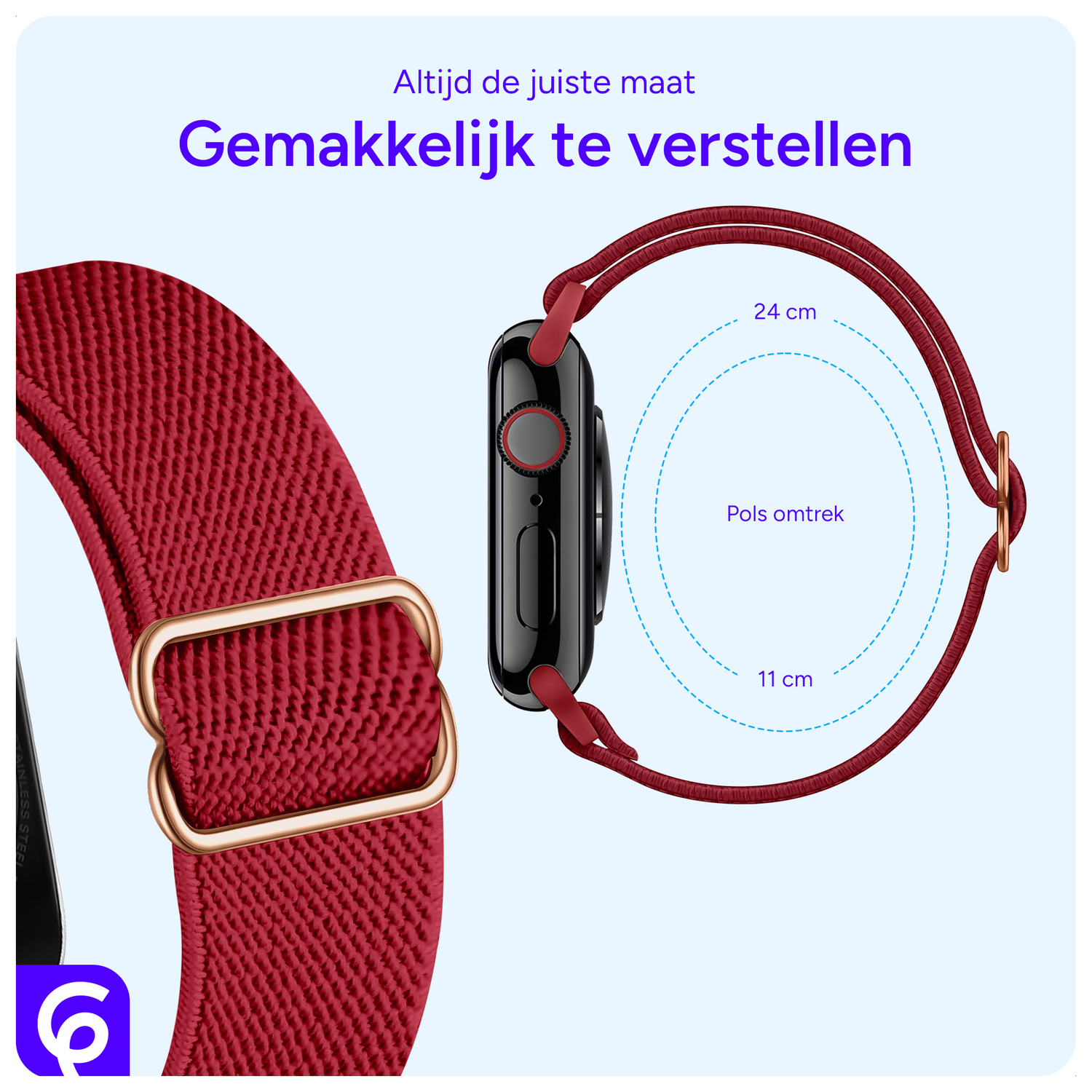 SBG Nylon - Apple Watch Bandje - 1-11/SE - 38/40/41/42MM - Rood afbeelding 4
